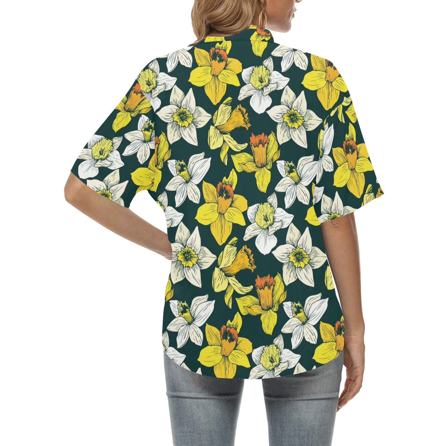Daffodils Pattern Print Design DF02 Women's Hawaiian Shirt