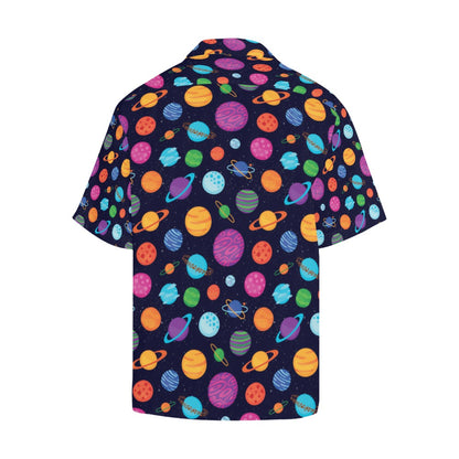 Planet Multicolor Print Design LKS302 Men's Hawaiian Shirt