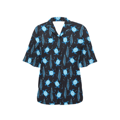 Sea Turtle Print Design LKS3013 Women's Hawaiian Shirt