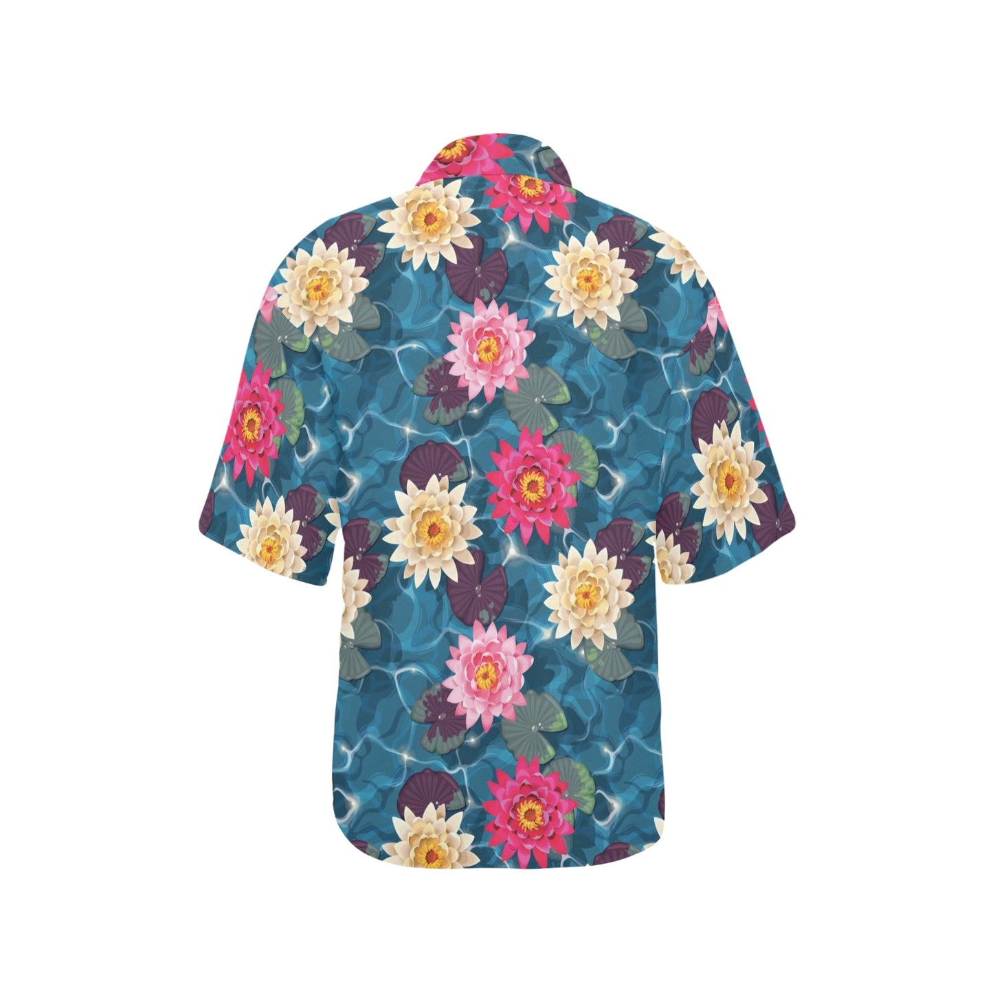 Water Lily Pattern Print Design WL05 Women's Hawaiian Shirt