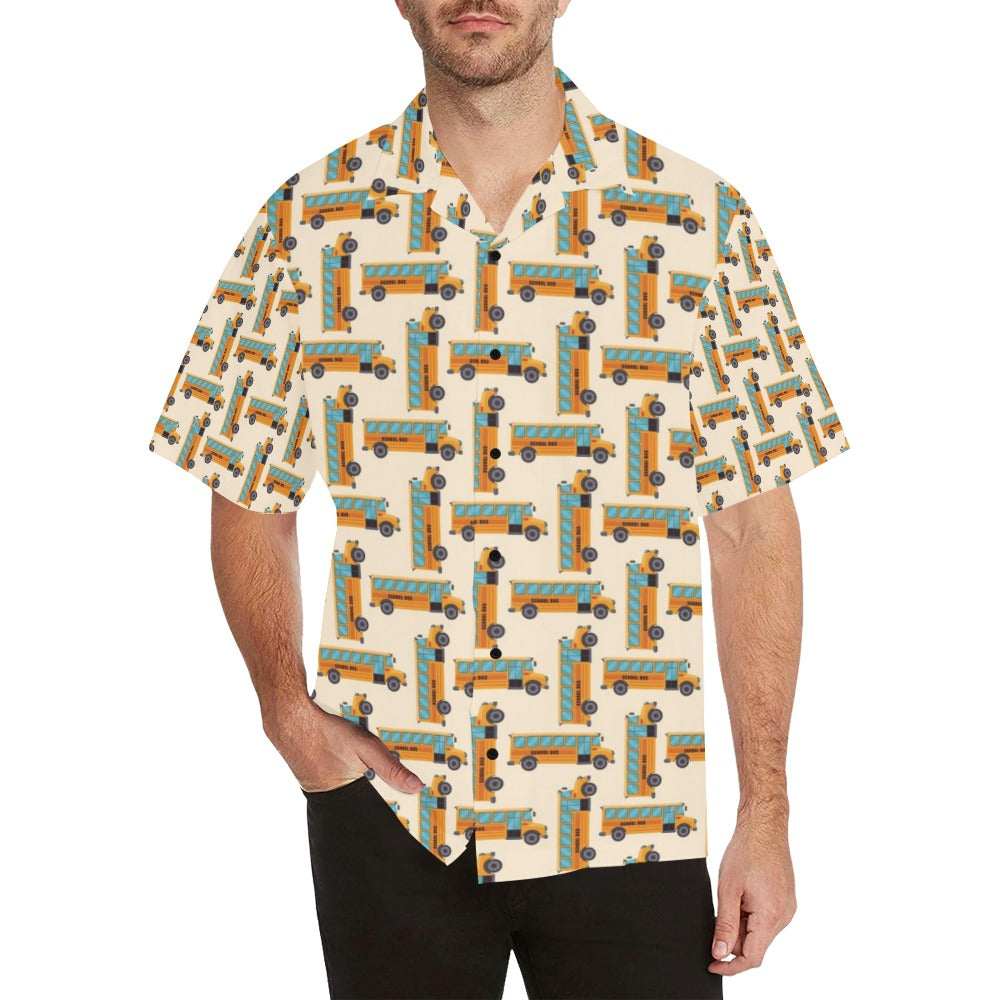 School Bus Print Design LKS305 Men's Hawaiian Shirt