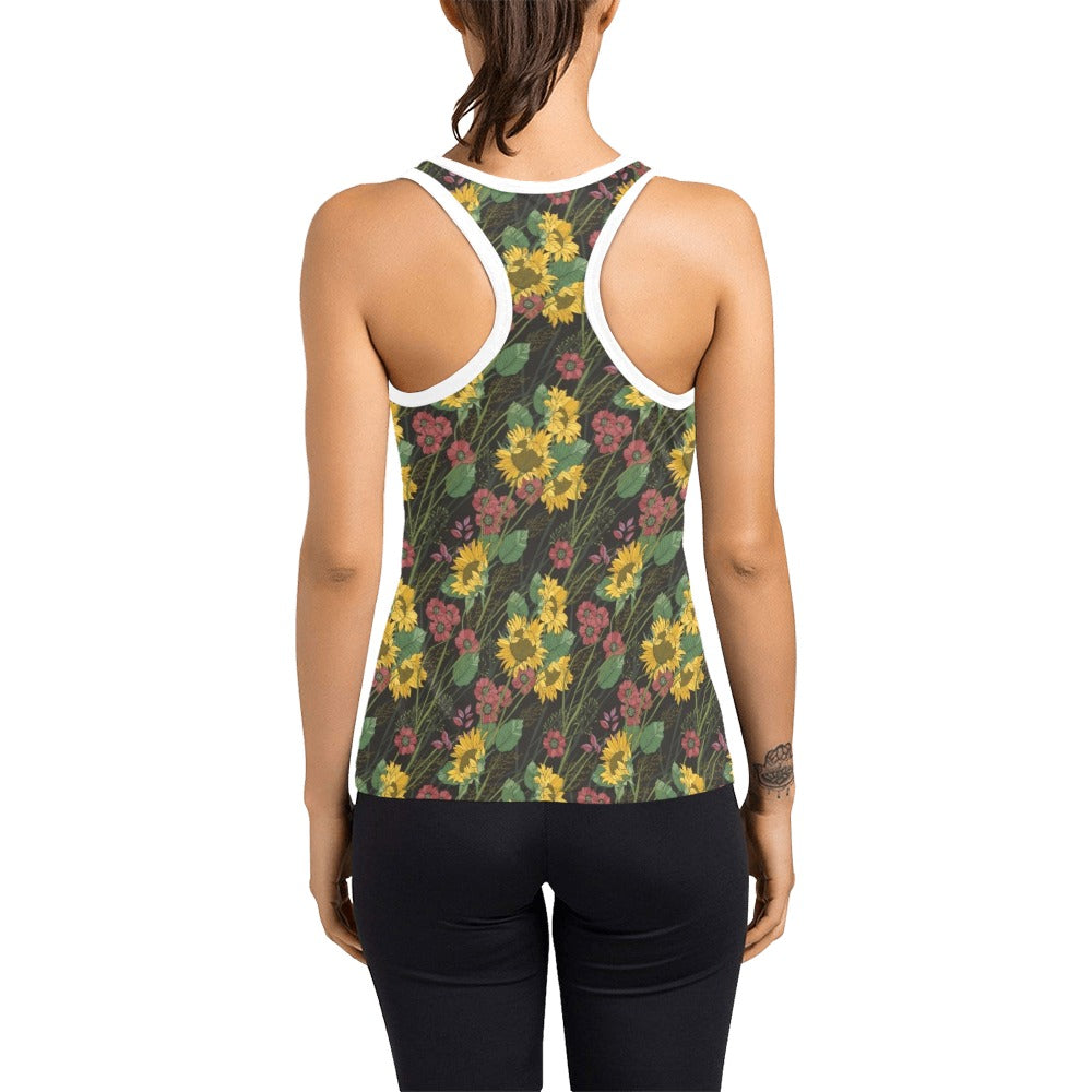 Sunflower Print Design LKS303 Women's Racerback Tank Top