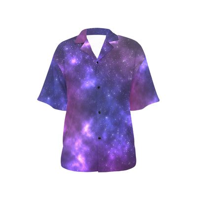 Celestial Purple Blue Galaxy Women's Hawaiian Shirt