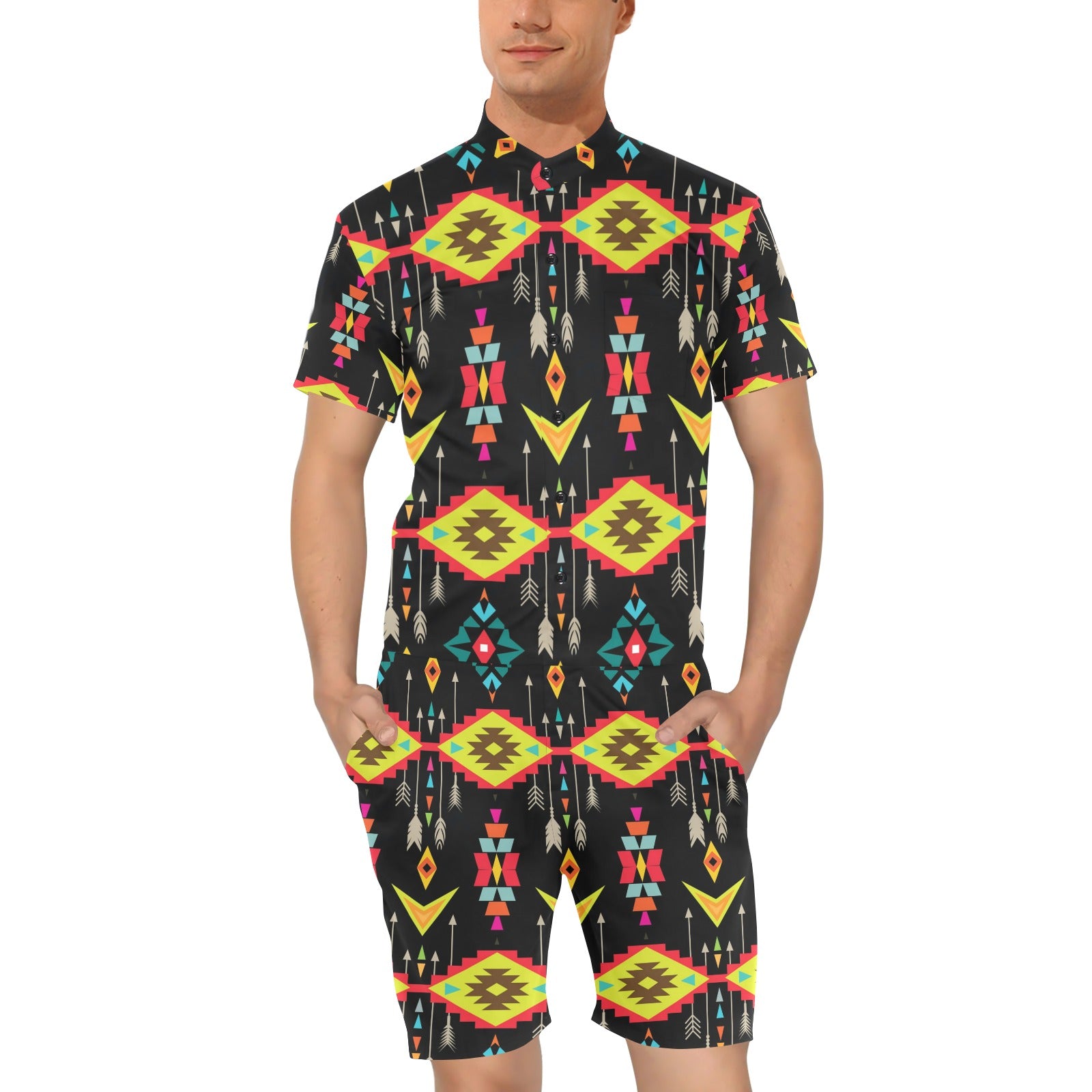 Native Pattern Print Design A05 Men's Romper