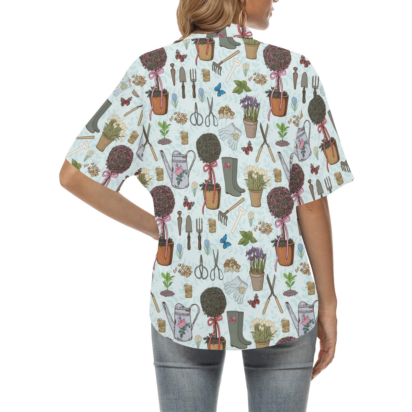 Gardening Pattern Print Design G01 Women's Hawaiian Shirt