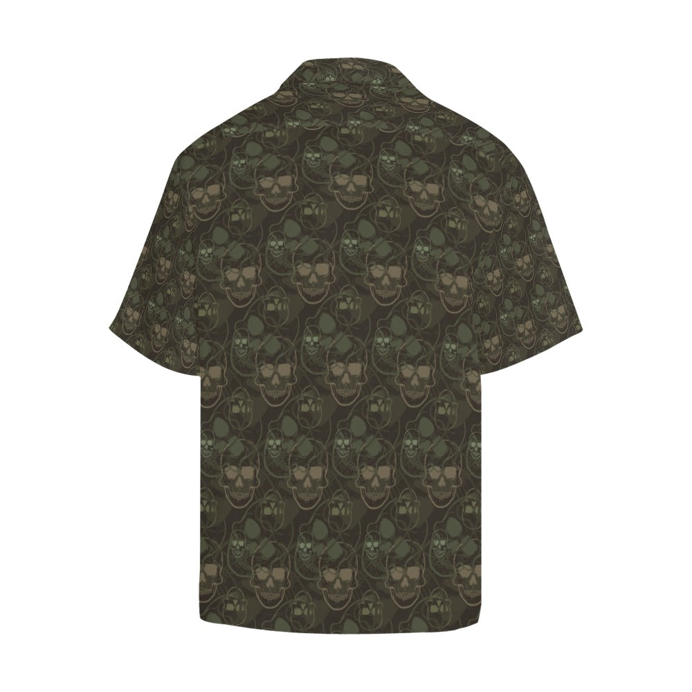 Skull Camo Style Print Design LKS308 Men's Hawaiian Shirt