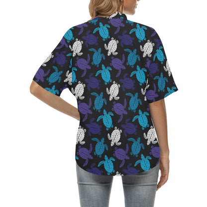 Sea Turtle Print Design LKS306 Women's Hawaiian Shirt