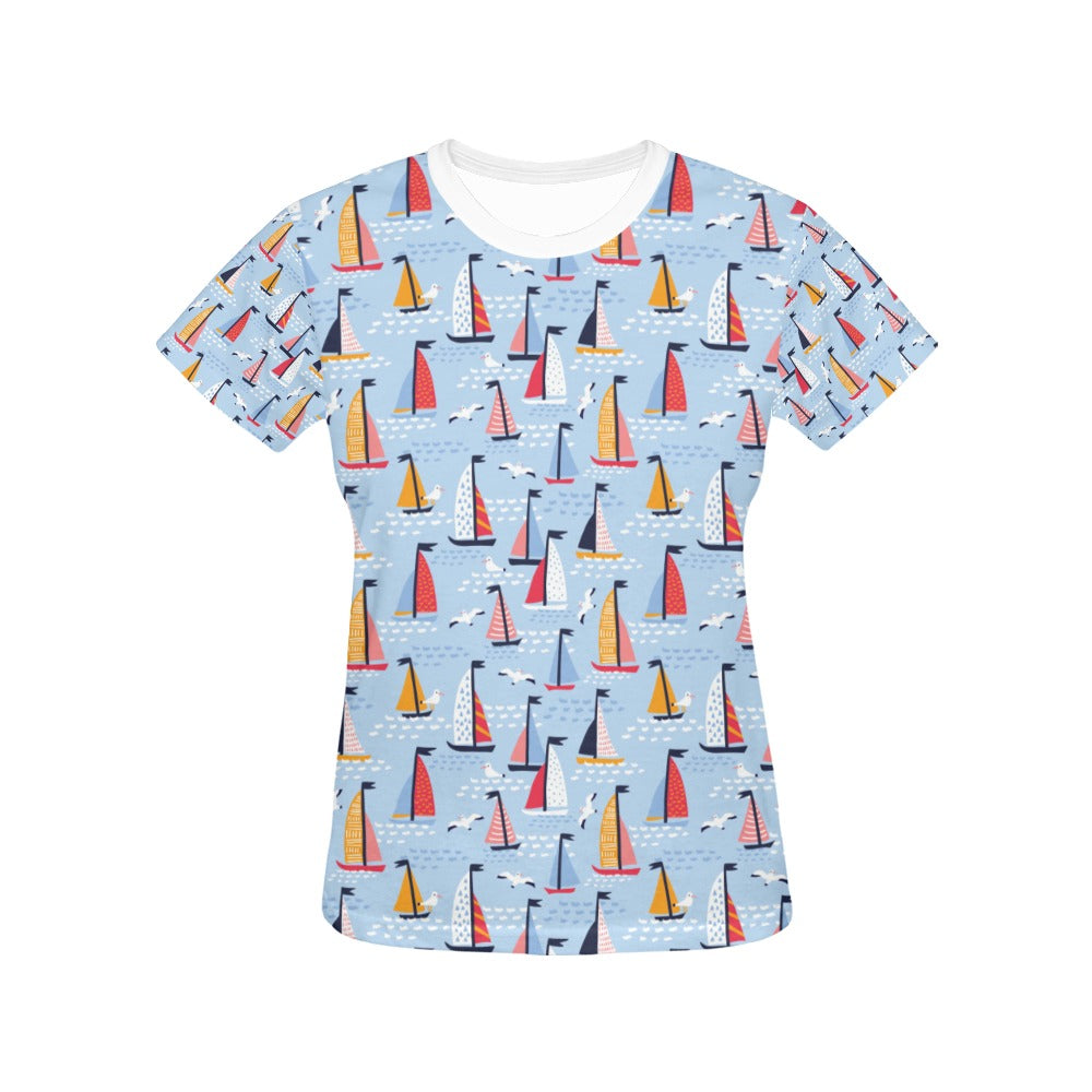 Sailboat Print Design LKS304 Women's  T-shirt