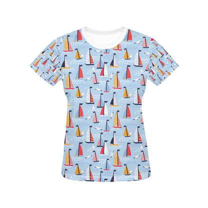 Sailboat Print Design LKS304 Women's  T-shirt