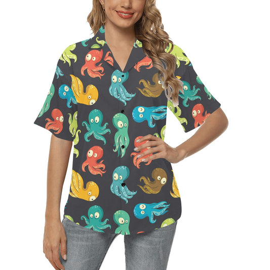 Octopus Pattern Print Design A01 Women's Hawaiian Shirt