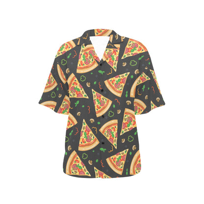 Pizza Pattern Print Design A02 Women's Hawaiian Shirt