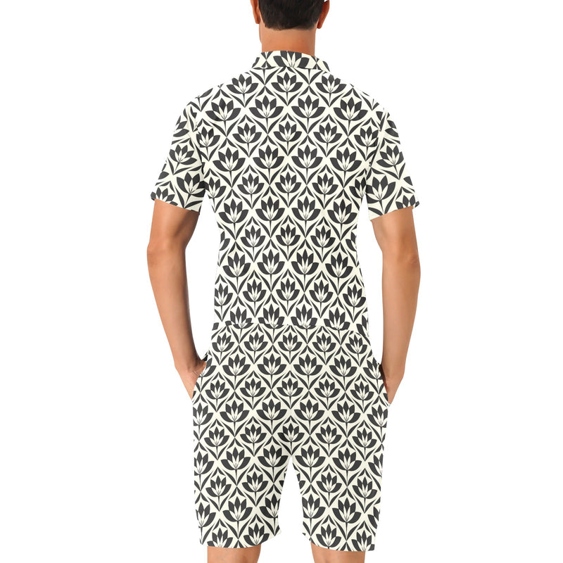 Lotus Pattern Print Men's Romper