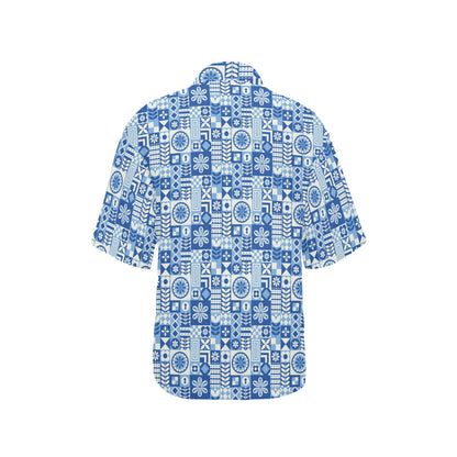 Swedish Print Pattern Women's Hawaiian Shirt