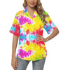 Tie Dye Rainbow Themed Print Women's Hawaiian Shirt