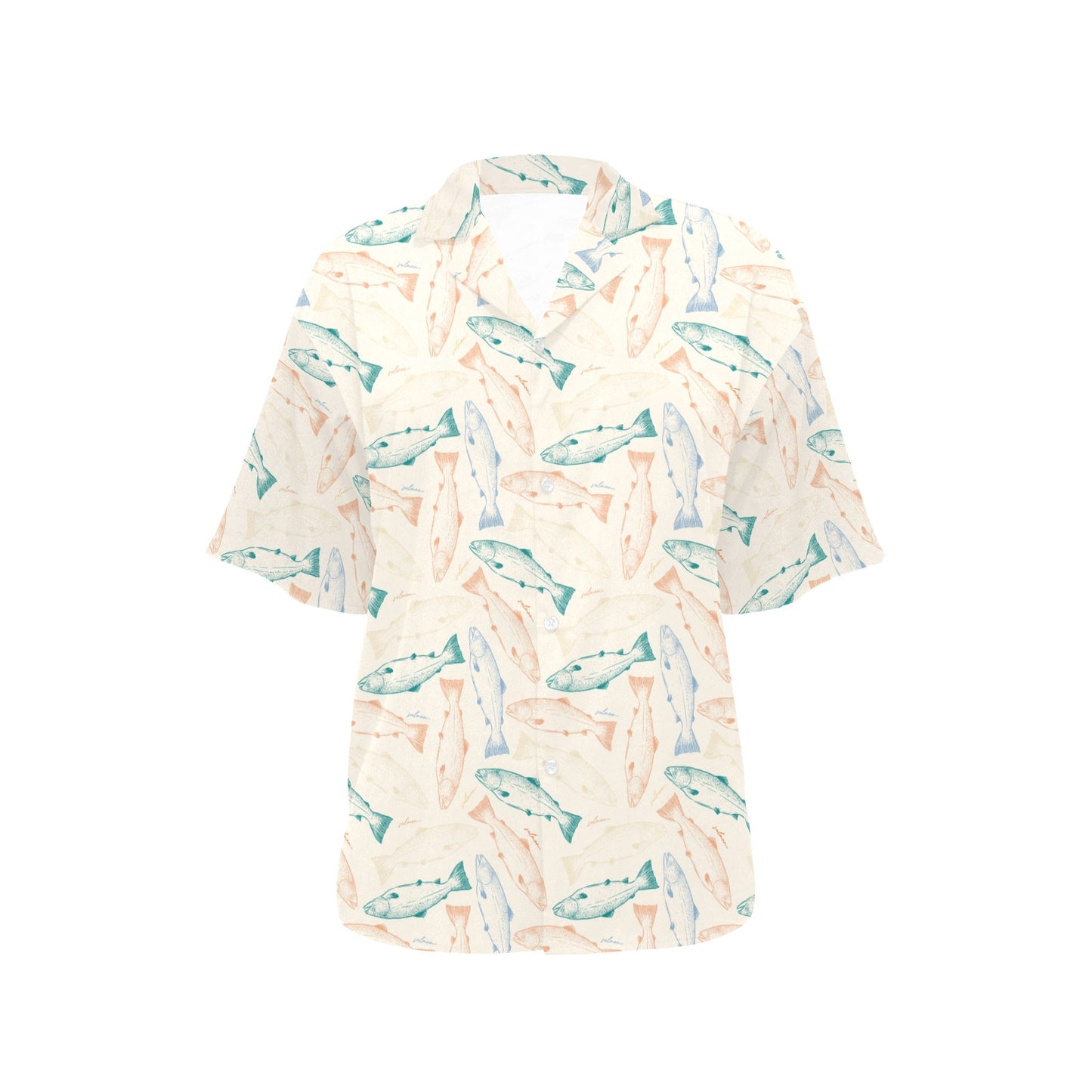 Salmon Fish Print Design LKS305 Women's Hawaiian Shirt