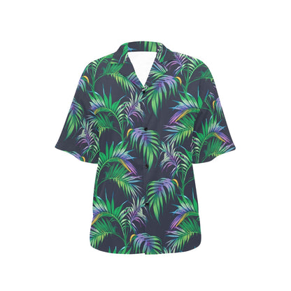 Palm Leaves Pattern Print Design PL04 Women's Hawaiian Shirt