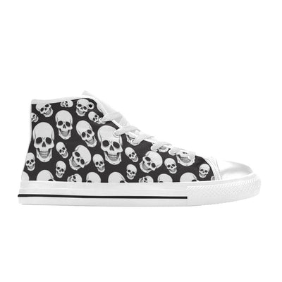 Skull Print Design LKS301 High Top Women's White Shoes