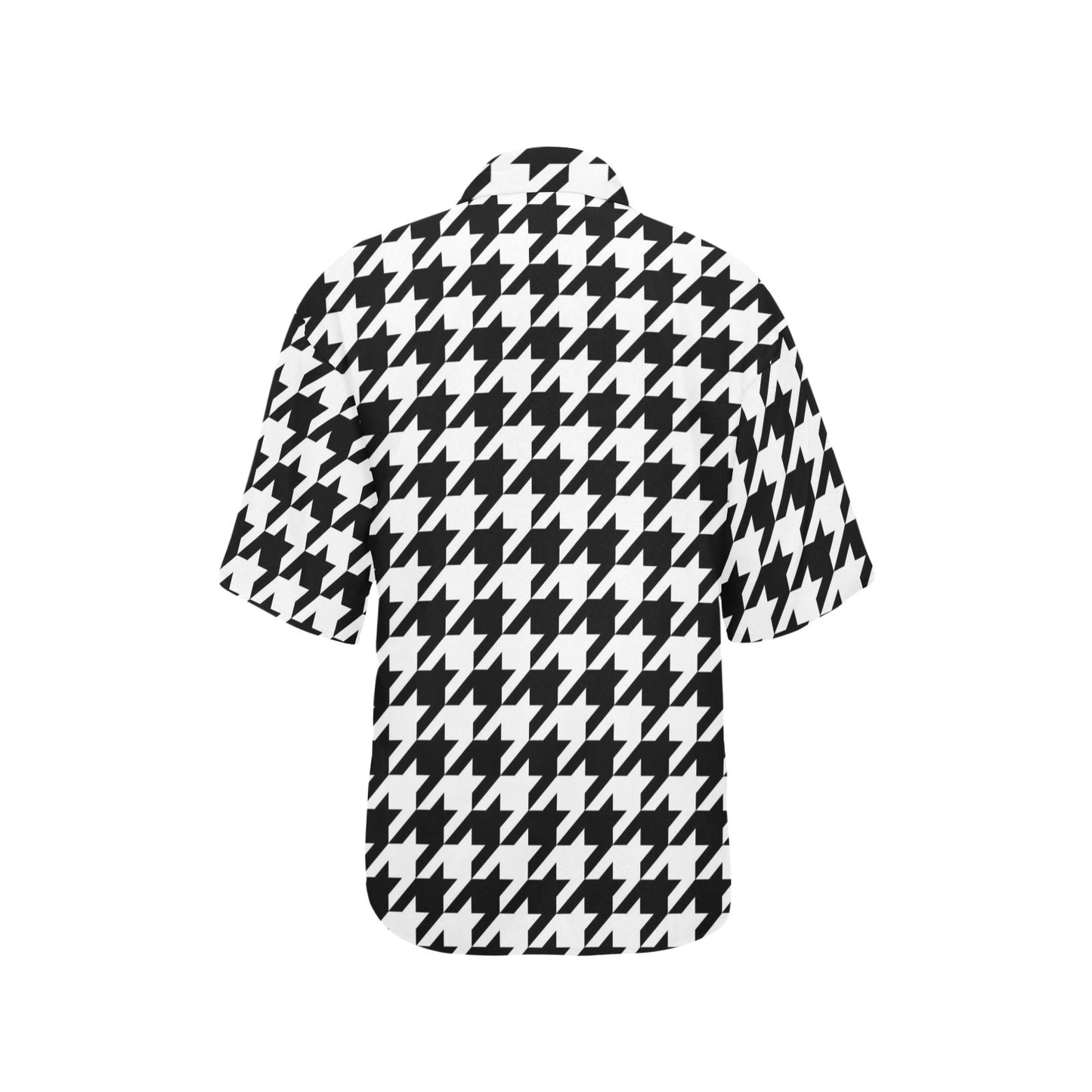 Houndstooth Black White Pattern Print Design 05 Women's Hawaiian Shirt