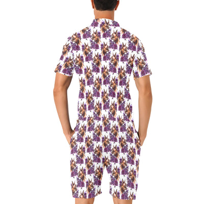 Chihuahua Purple Floral Men's Romper