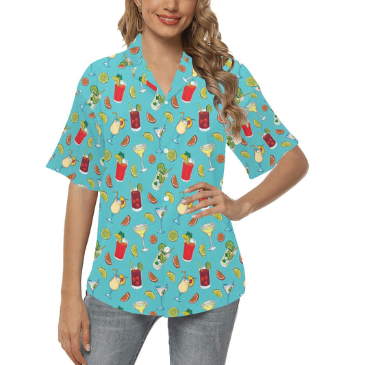 Cocktail Pattern Print Design 05 Women's Hawaiian Shirt