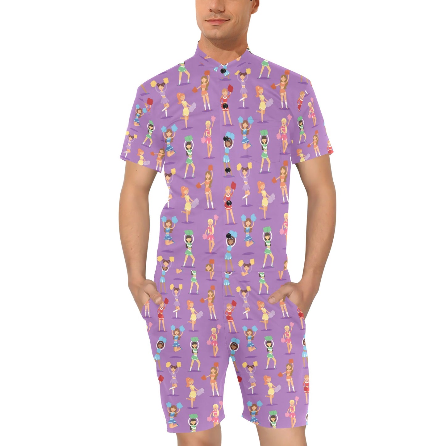 Cheerleader Pattern Print Design 02 Men's Romper
