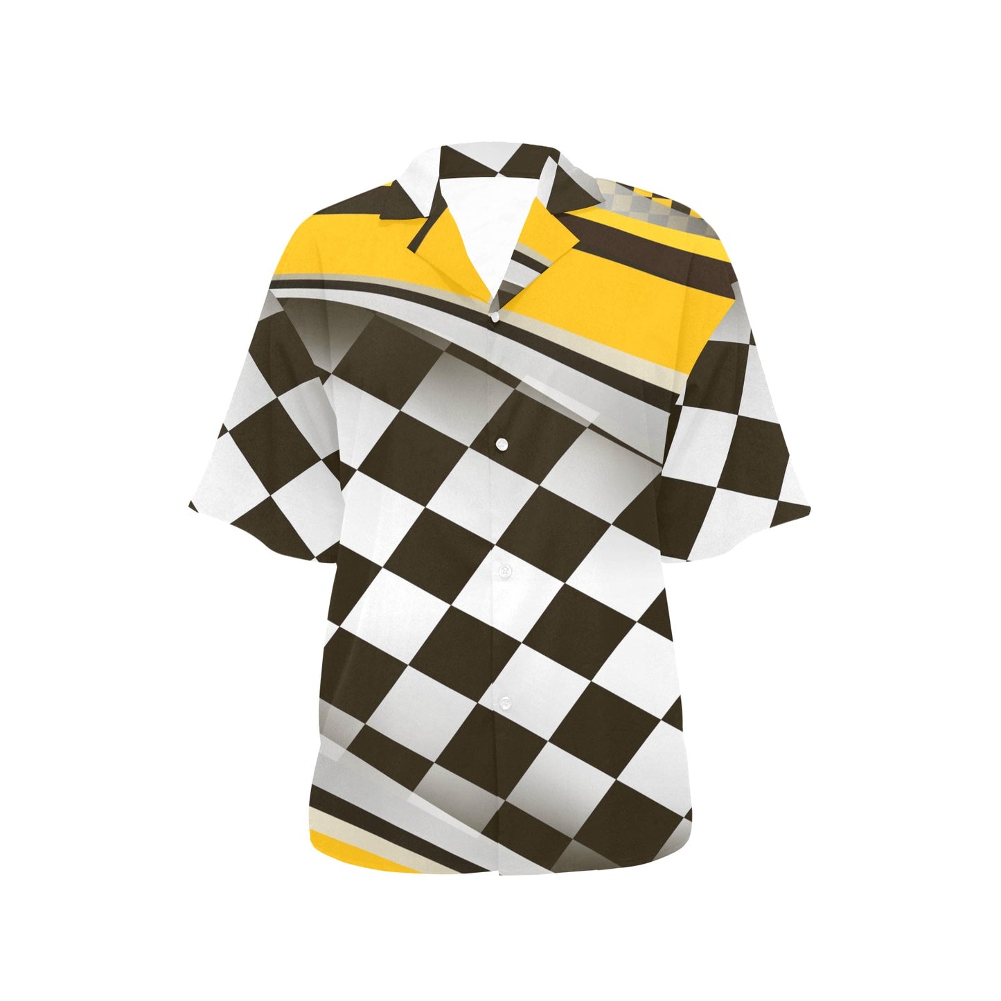 Checkered Flag Racing Style Women's Hawaiian Shirt