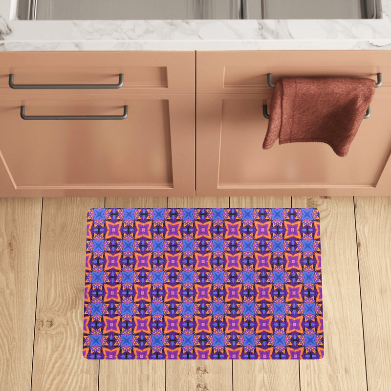 kaleidoscope Purple Orange Print Design Kitchen Mat