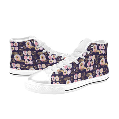 Sakura Japan Style Print Design LKS302 High Top Women's White Shoes