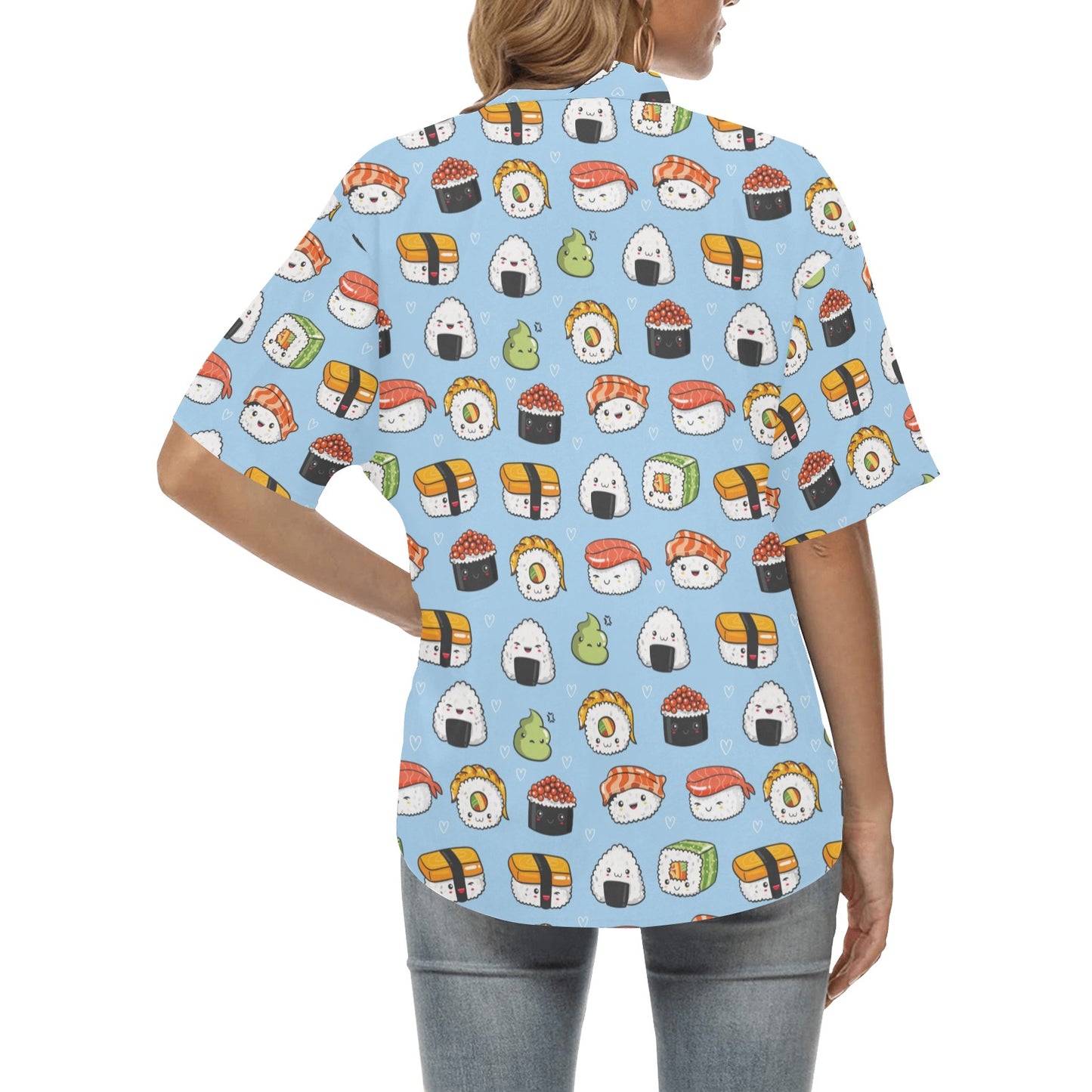 Sushi Print Design LKS303 Women's Hawaiian Shirt