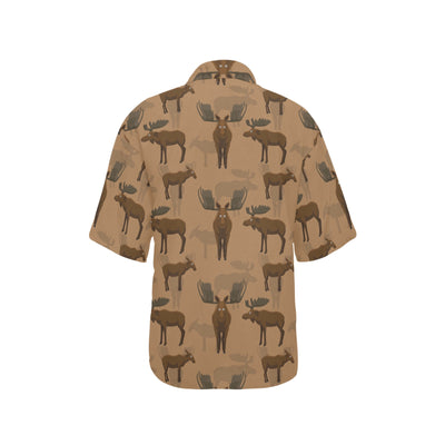 Moose Pattern Print Design 03 Women's Hawaiian Shirt