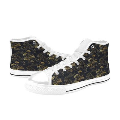 Tiger Japan Style Print Design LKS305 High Top Women's White Shoes