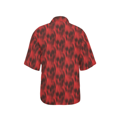 Skull Red Print Design LKS306 Women's Hawaiian Shirt