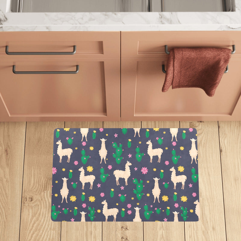 Llama Cactus Pattern Print Design 012 Kitchen Mat