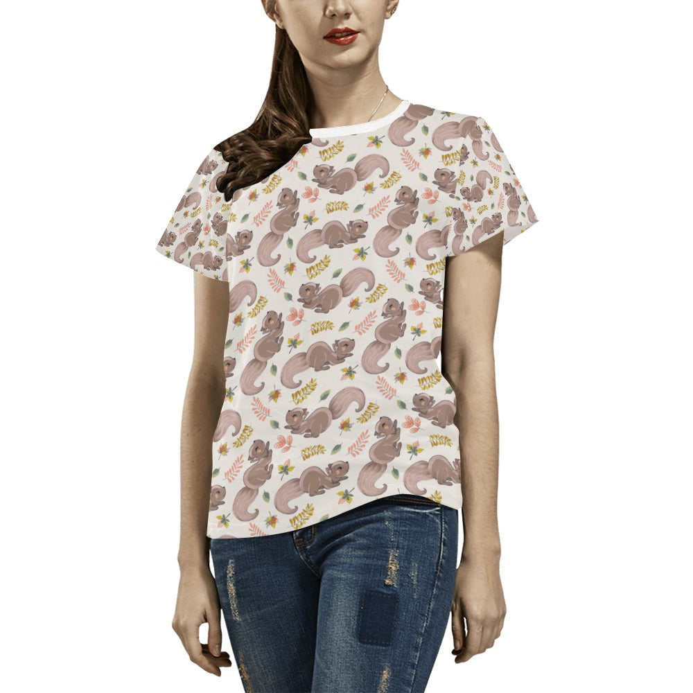 Squirrel Print Design LKS307 Women's  T-shirt