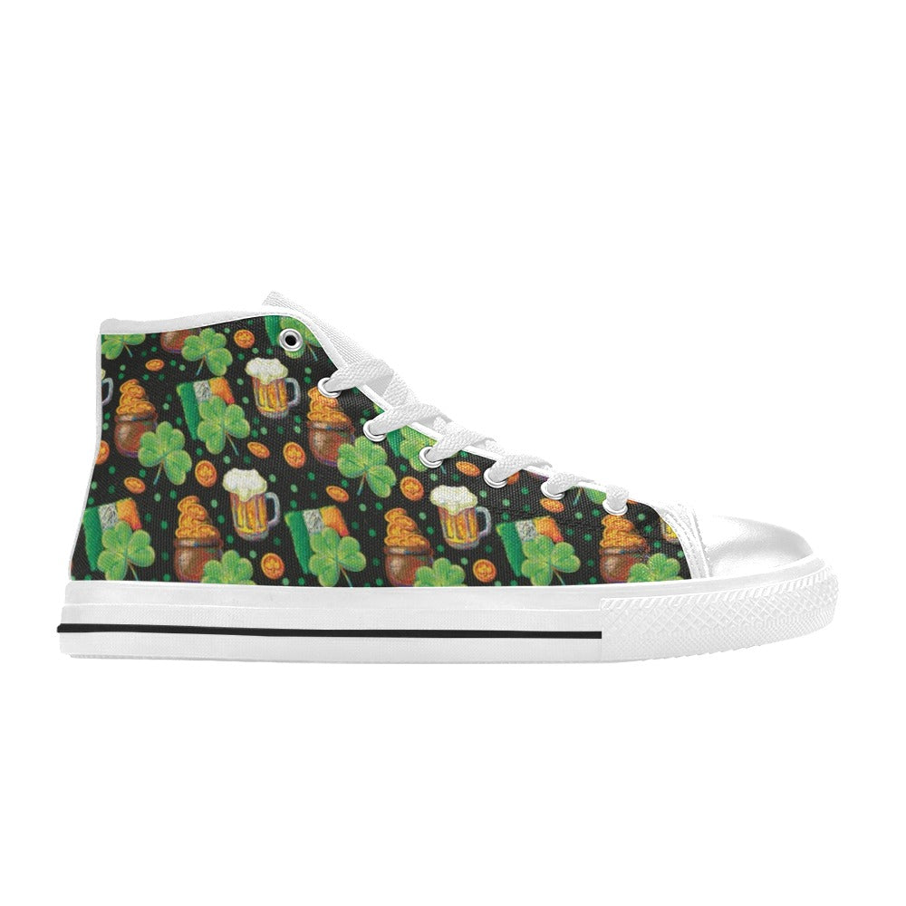 St Patricks Day Print Design LKS303 High Top Women's White Shoes