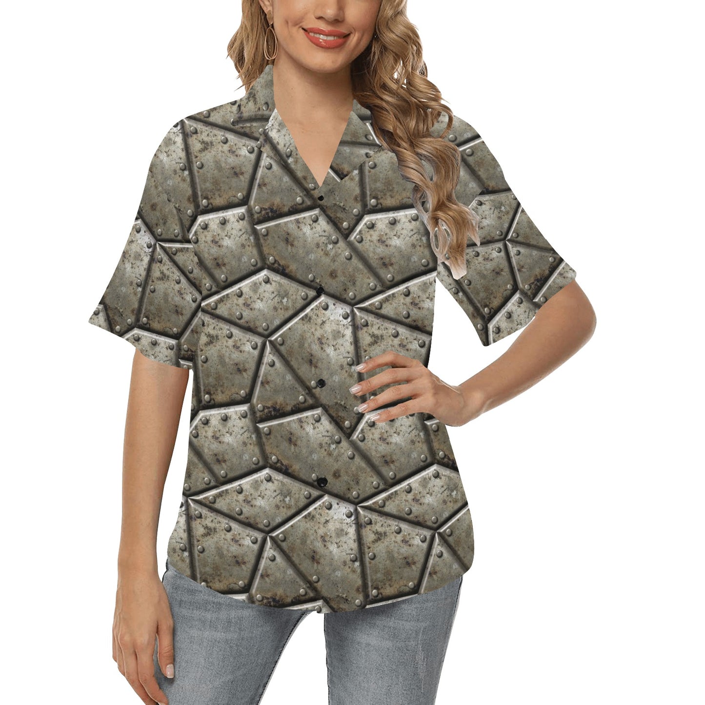 Armor Pattern Print Design 01 Women's Hawaiian Shirt
