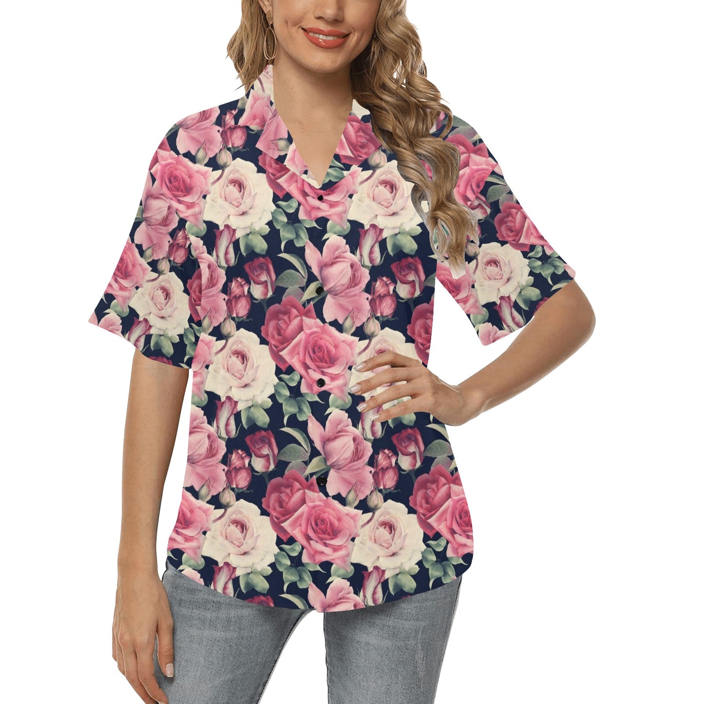 Rose Pattern Print Design RO05 Women's Hawaiian Shirt