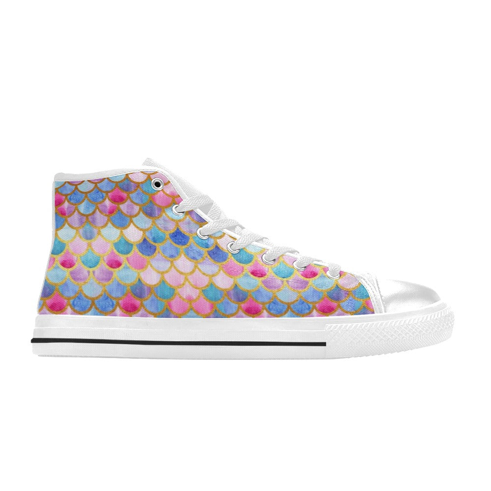 Scales Print Design LKS401 High Top Women's White Shoes
