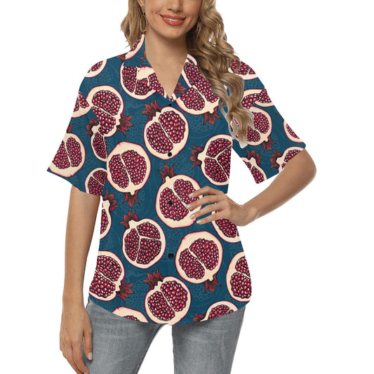 Pomegranate Pattern Print Design PG02 Women's Hawaiian Shirt