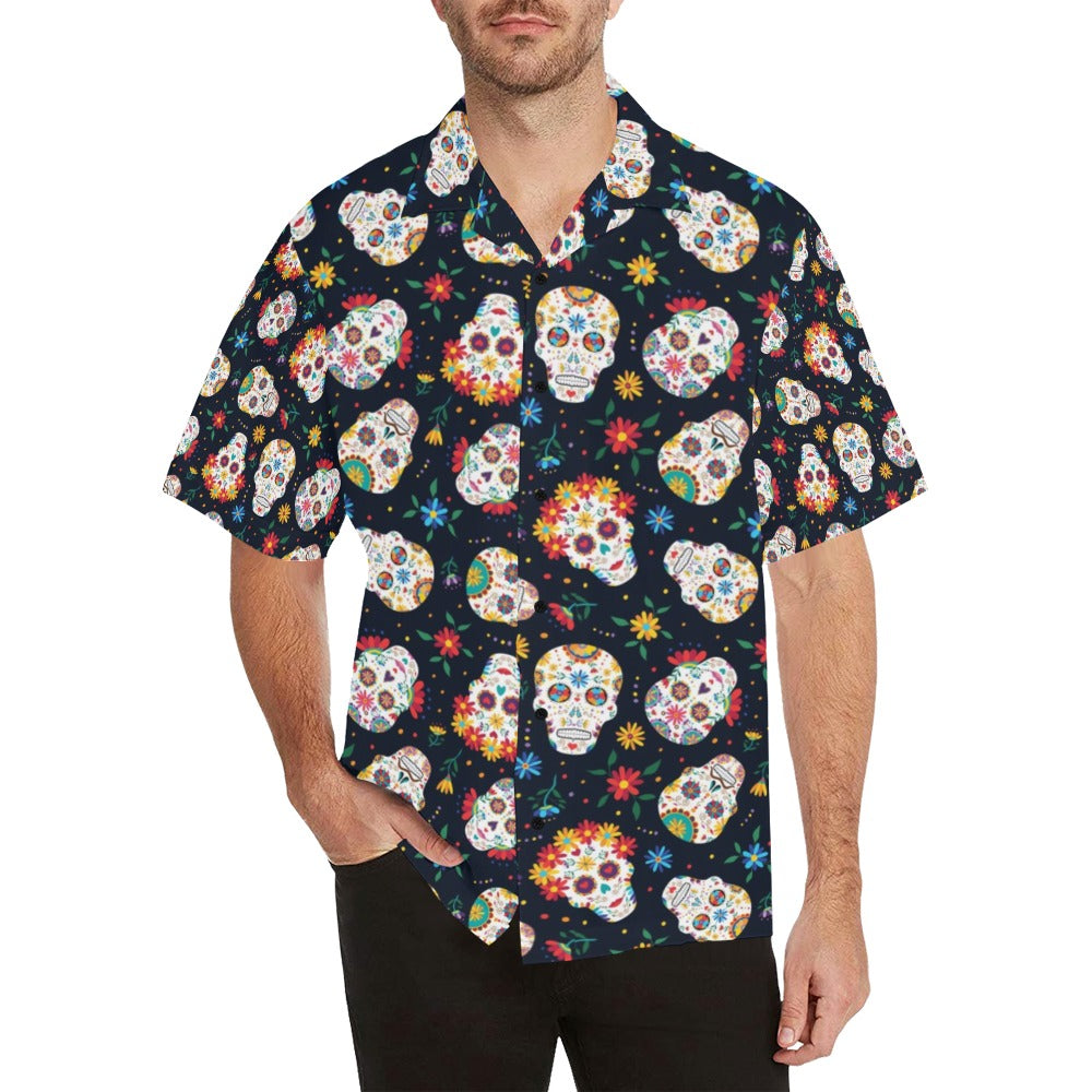 Sugar Skull Print Design LKS305 Men's Hawaiian Shirt