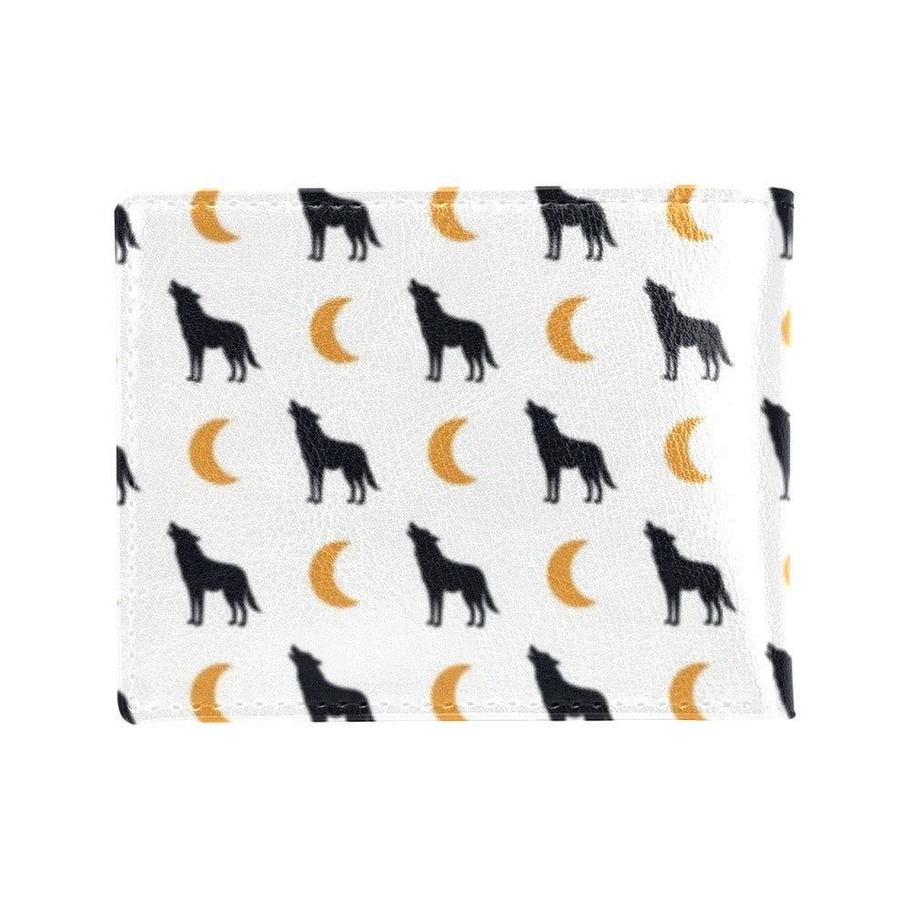 Wolf Moon Print Design LKS302 Men's ID Card Wallet