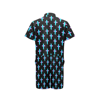 Christian Cross neon Pattern Men's Romper