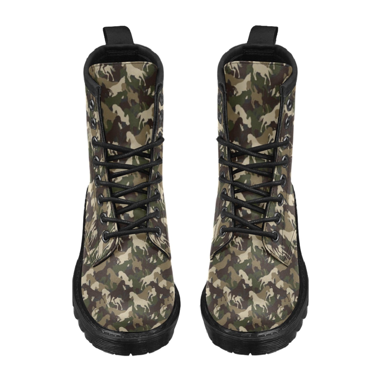 Horse Camo Themed Design Print Women's Boots