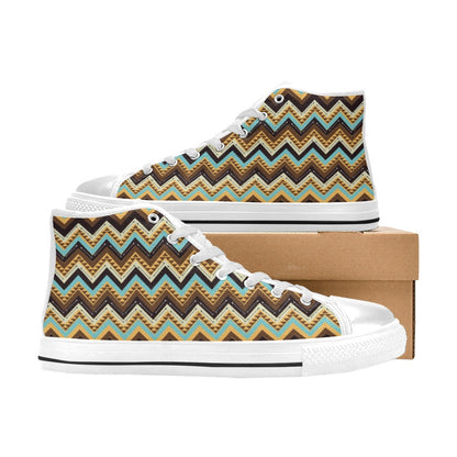 Southwest Pattern Print Design LKS301 High Top Women's White Shoes