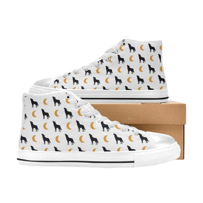 Wolf Moon Print Design LKS302 High Top Women's White Shoes