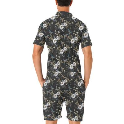 Hummingbird with Embroidery Themed Print Men's Romper