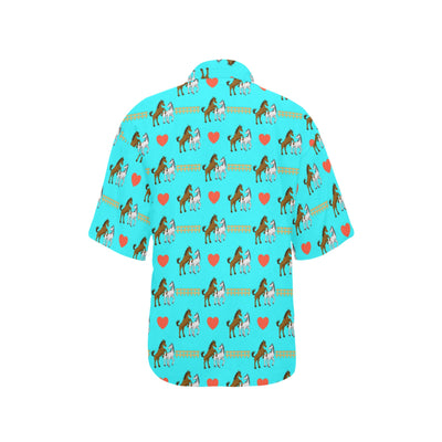 Horse Couple Love Print Design LKS309 Women's Hawaiian Shirt