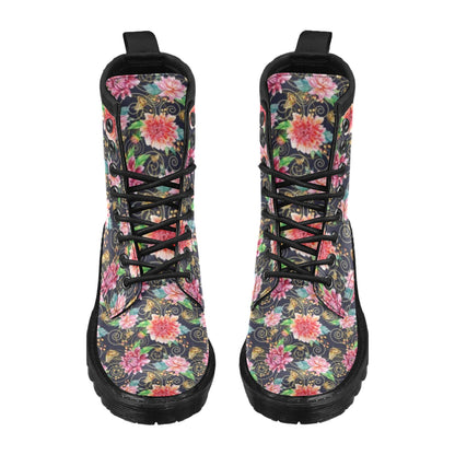 Dahlia Pattern Print Design DH02 Women's Boots