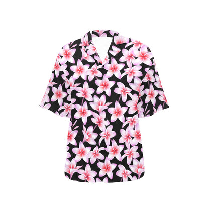 Pink Plumeria Pattern Print Design PM09 Women's Hawaiian Shirt