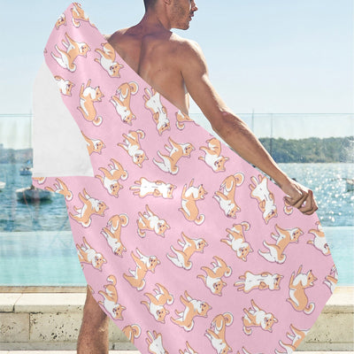 Shiba Inu Print Design LKS303 Beach Towel 32" x 71"